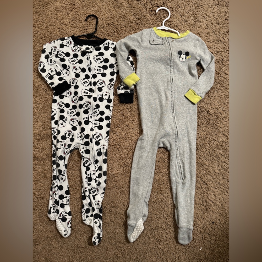 Disney Mickey Mouse Kids Footies - Gray and Black